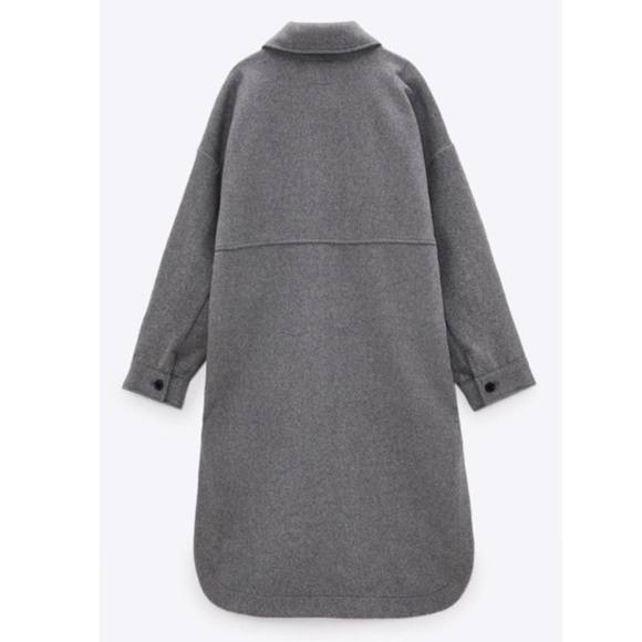 ZARA Long Overshirt Jacket  Wool Blend Coat Bloggers Favorite Gray - Picture 4 of 9